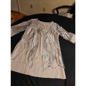 Medium Silver Grey Sleeve Dressy Mini Dress Christmas New Years Mother of Bride